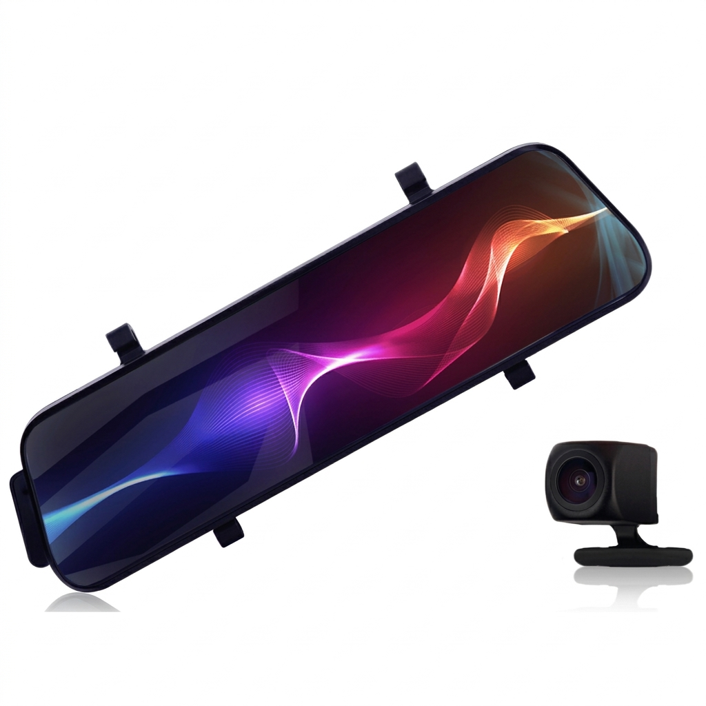 Kamera samochodowa w lusterku 4k WiFi+Kamera tylna+Karta 64GB+Kabel parkingowy