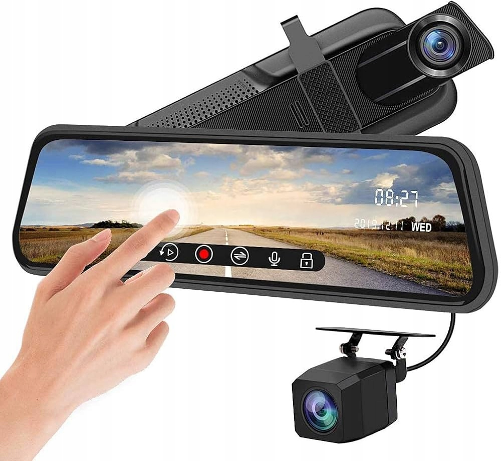 Kamera samochodowa w lusterku 4k WiFi+Kamera tylna+Karta 64GB+Kabel parkingowy
