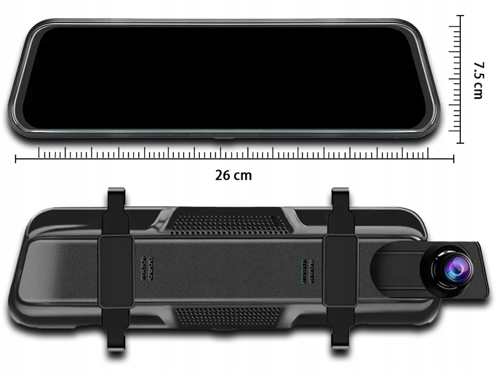 Kamera samochodowa w lusterku 4k WiFi+Kamera tylna+Karta 64GB+Kabel parkingowy